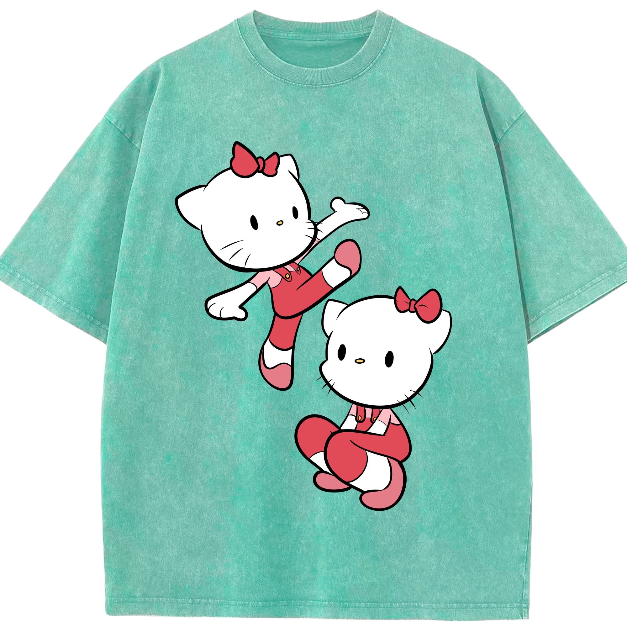 （画像用） Hello Kitty ハローキティ 綿100% ヴィンテージ風 半袖Tシャツ（フロントプリント）